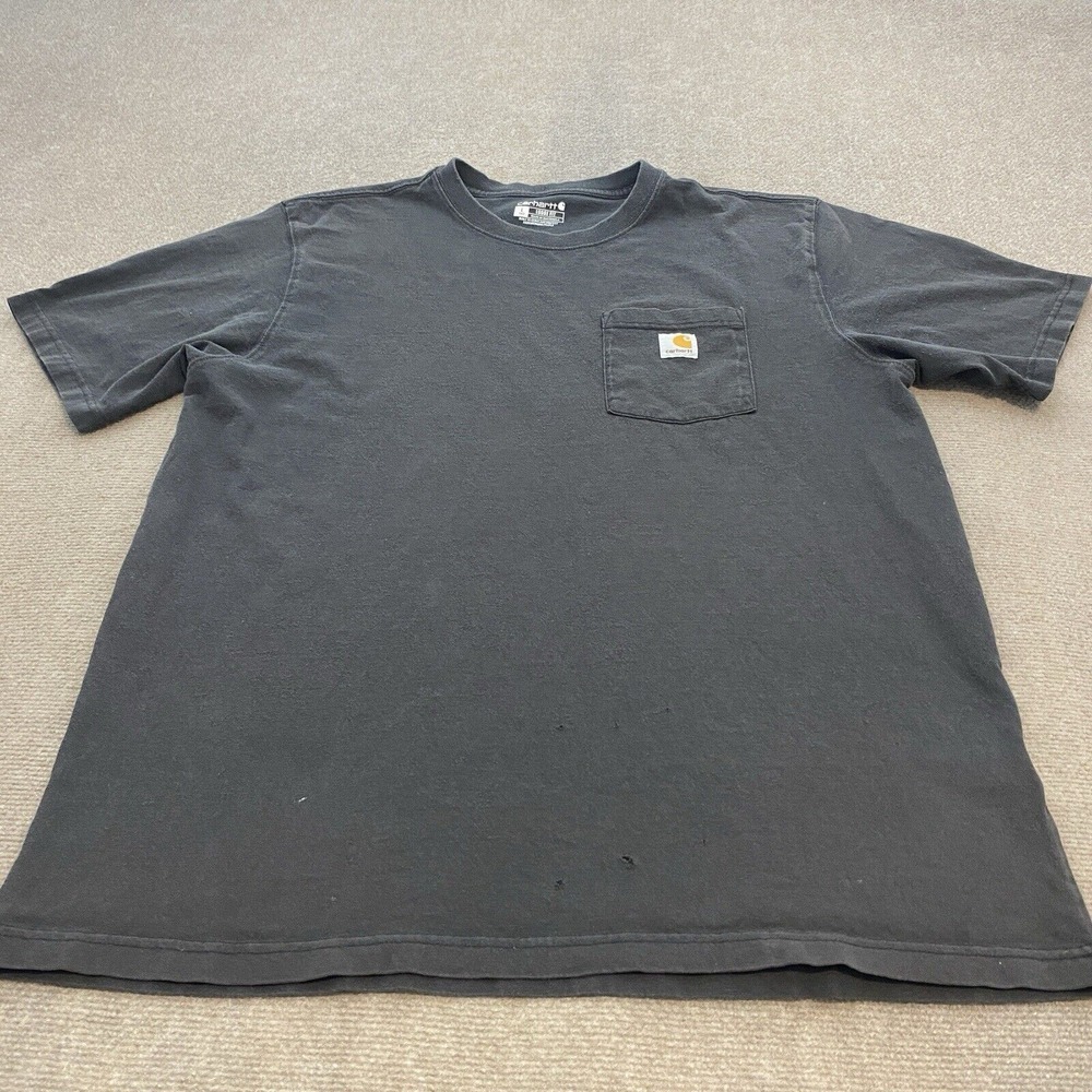Carhartt‎ Pocket Shirt Mens L Tall Black Distressed Short Sleeve K87 Logo Grunge